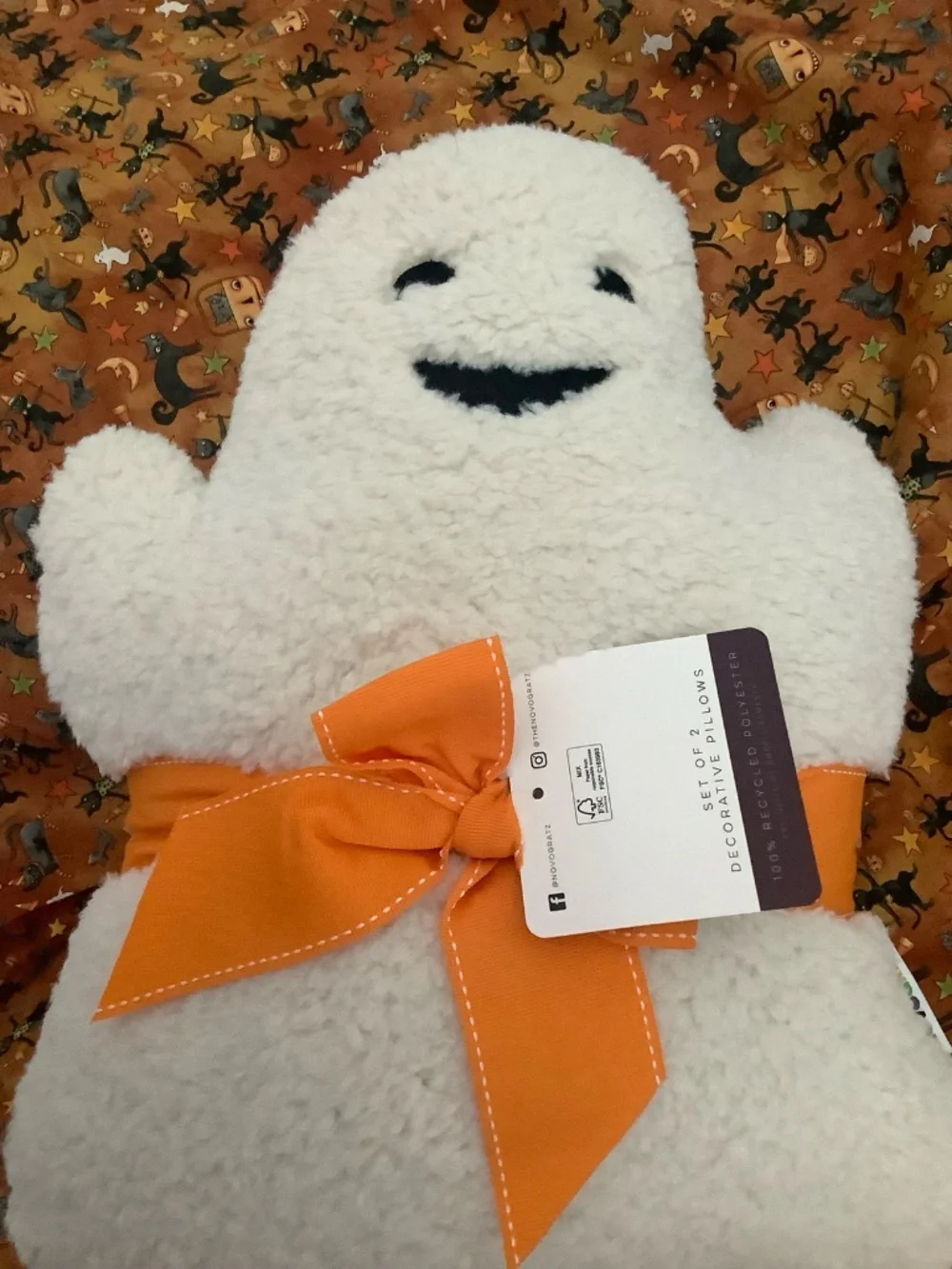 TWO Halloween Ghost pillows NWT SOFT AND CUDDLY